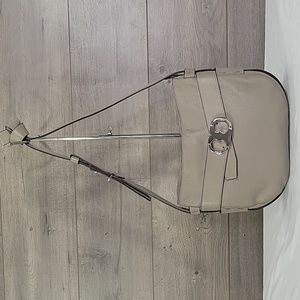 Tory Burch Taupe Pebble Leather Crossbody Shoulder Bag